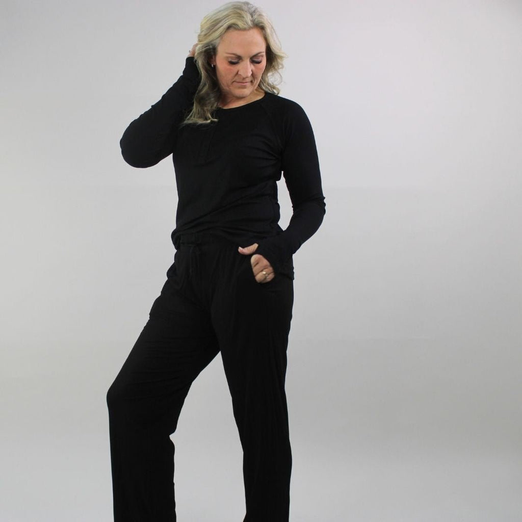 Black Ribbed Wide Leg Pant - Shop7degrees