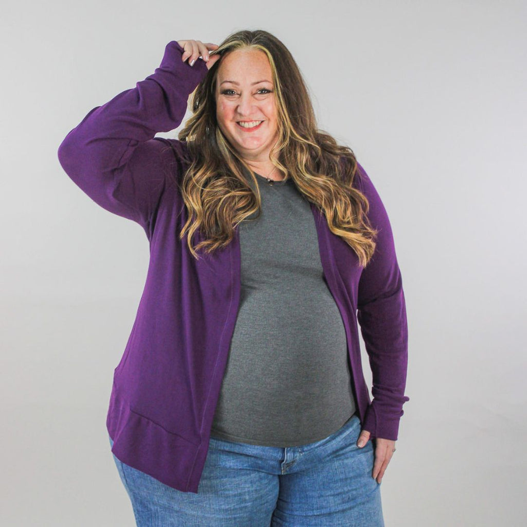 Essentials Cardigan Purple - Shop7degrees