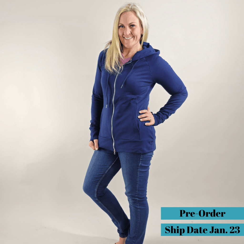 Navy Solid Full Zip - Shop7degrees