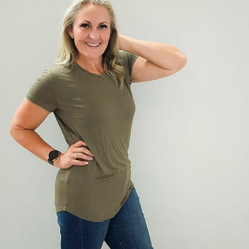 V - Neck Army Green T-shirt - Shop7degrees