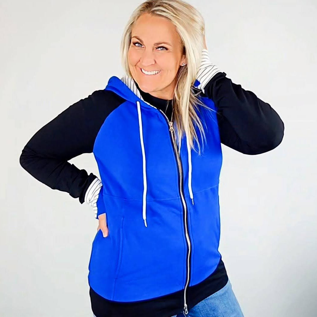 Women's royal blue zip best sale up hoodie